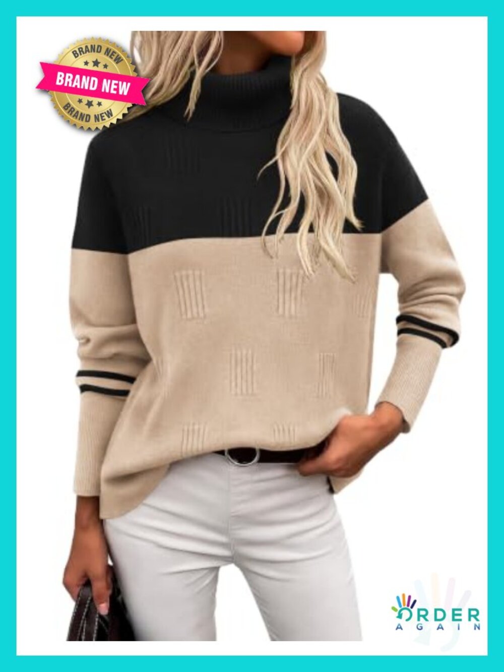 Women's Turtleneck Sweater Long Sleeve Knit Pullover Fall Winter Top Soft
